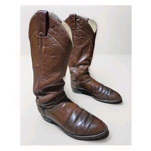 Vintage Justin Men's Tall Leather Cowboy Western Riding Roper Boots Size 8 D USA